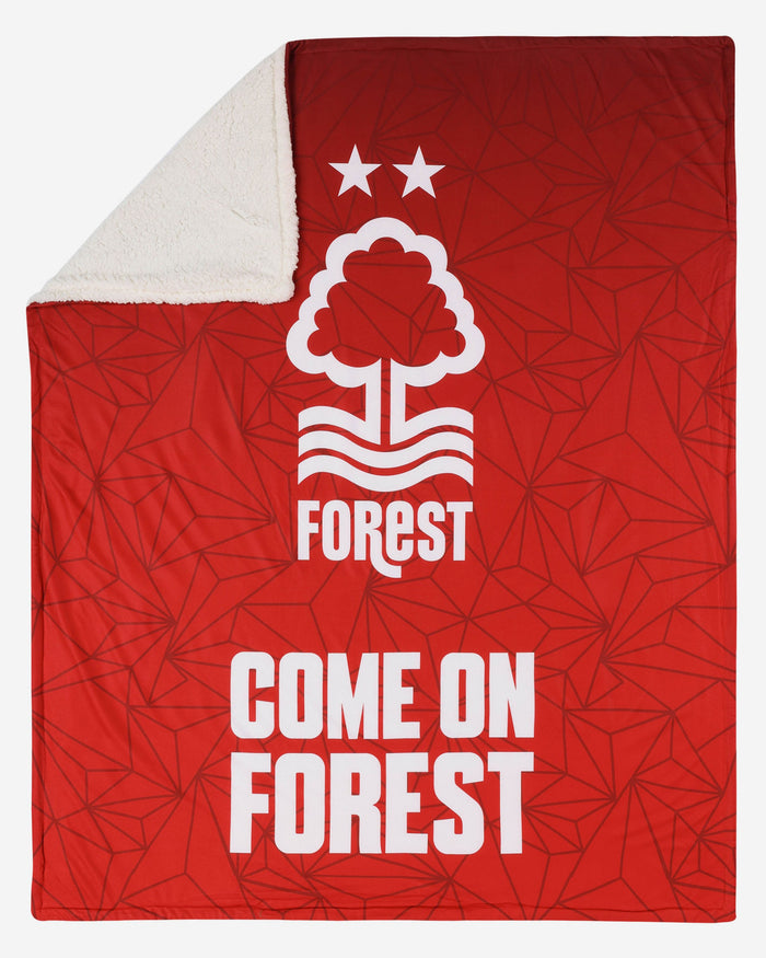 Nottingham Forest FC Slogan Sherpa Plush Throw Blanket FOCO - FOCO.com | UK & IRE