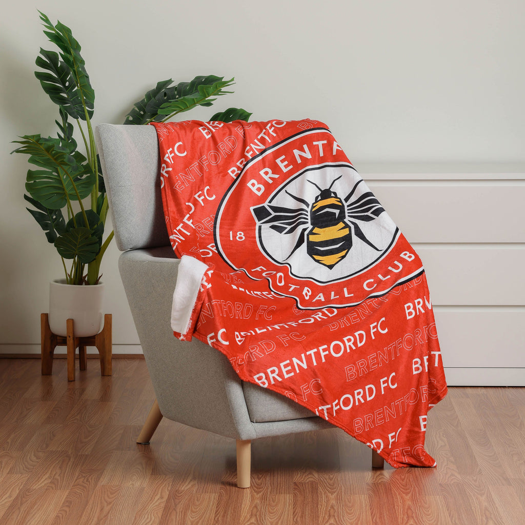 Brentford FC Supreme Slumber Plush Throw Blanket FOCO UK