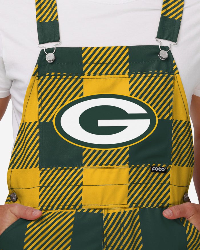 Green Bay Packers Mens Plaid Bib Dungarees FOCO - FOCO.com | UK & IRE