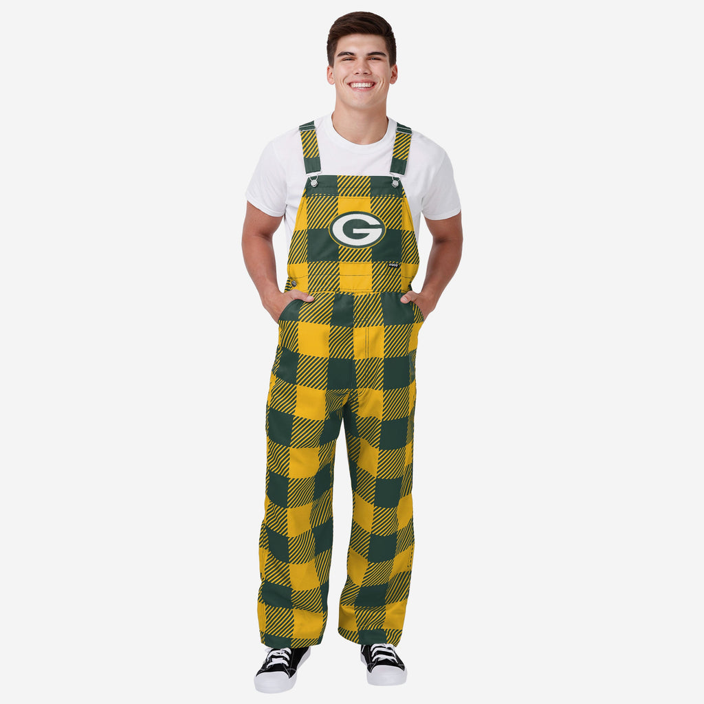 Green Bay Packers Mens Plaid Bib Dungarees FOCO S - FOCO.com | UK & IRE