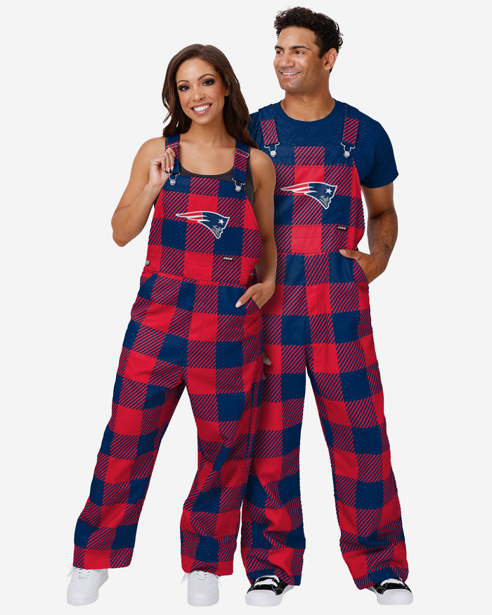 New England Patriots Mens Plaid Bib Dungarees FOCO - FOCO.com | UK & IRE