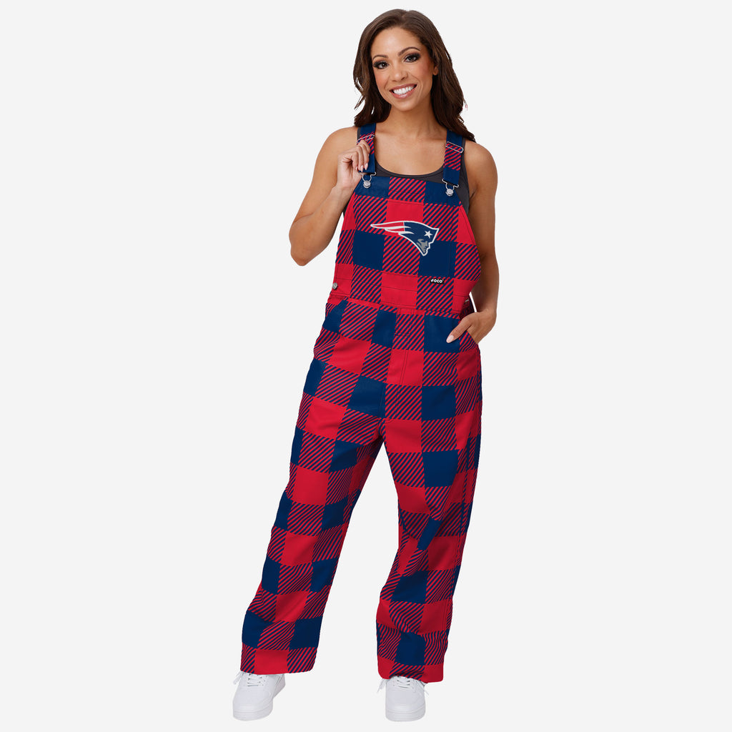 New England Patriots Womens Plaid Bib Dungarees FOCO XS - FOCO.com | UK & IRE