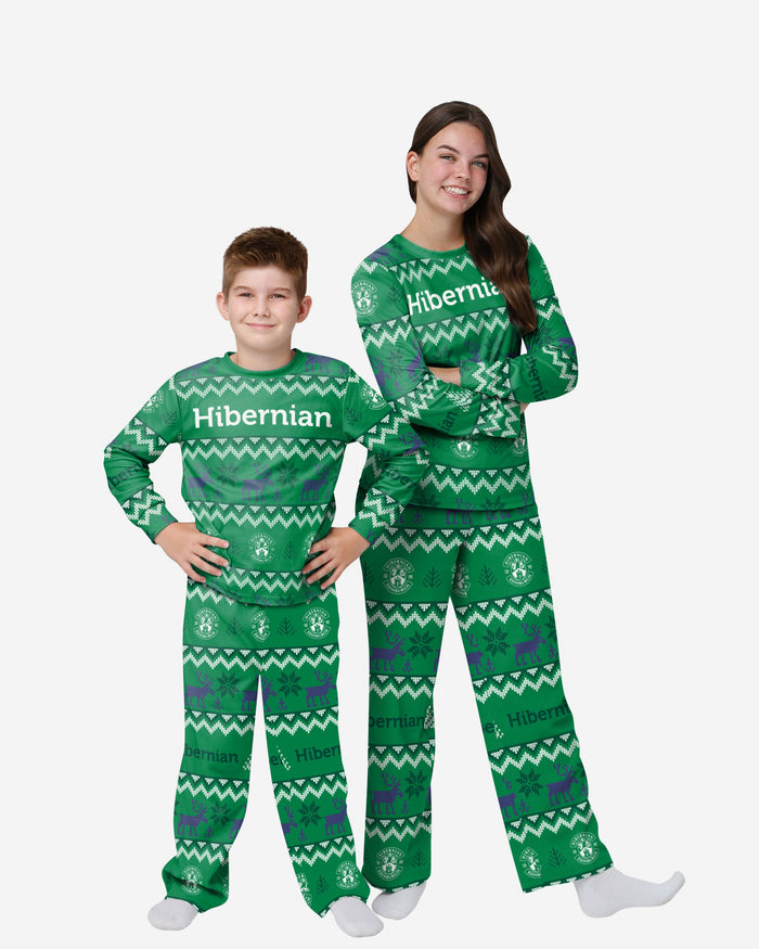 Hibernian FC Youth Ugly Pattern Family Holiday Pyjamas FOCO 4 - FOCO.com | UK & IRE