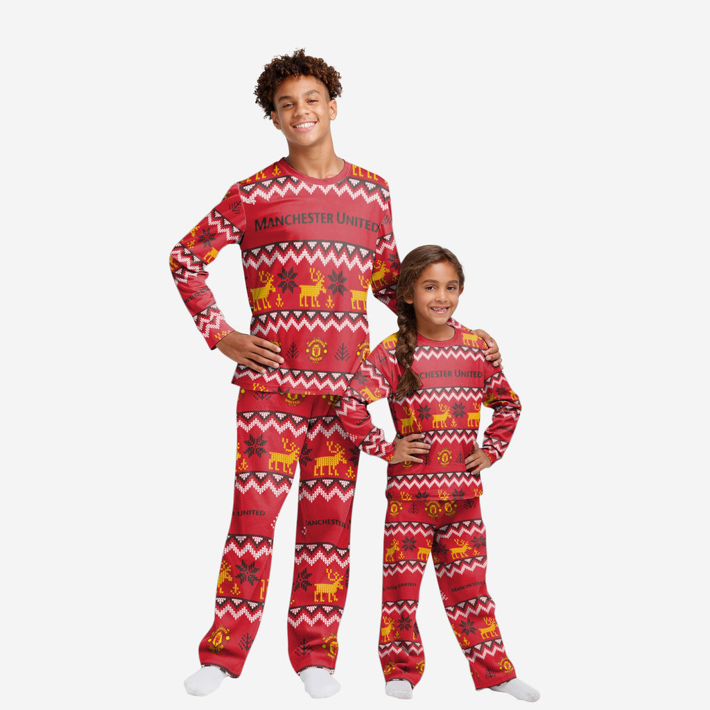 Manchester United FC Youth Ugly Pattern Family Holiday Pyjamas FOCO 4 - FOCO.com | UK & IRE