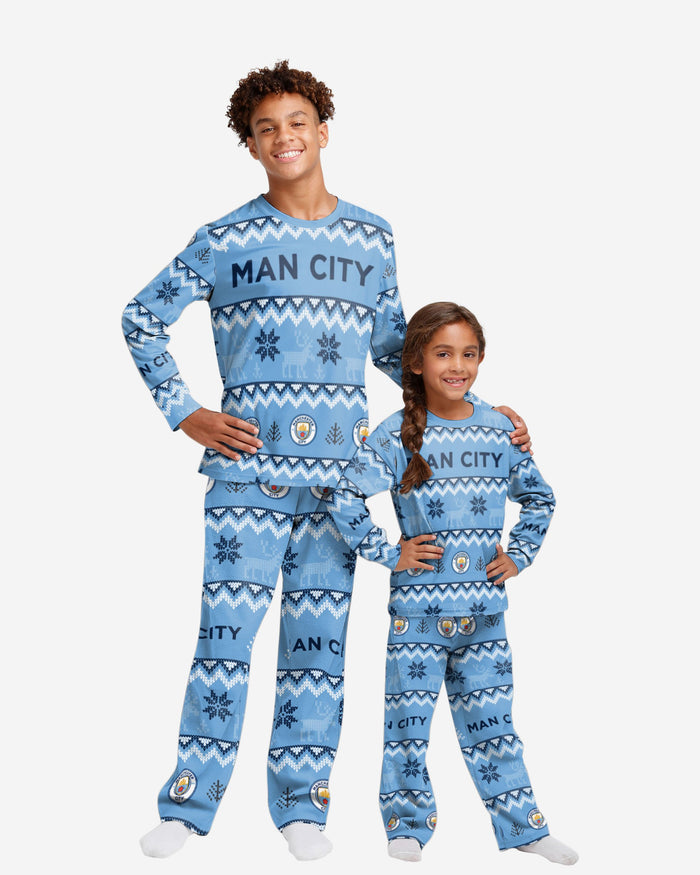 Manchester City FC Youth Ugly Pattern Family Holiday Pyjamas FOCO 4 - FOCO.com | UK & IRE