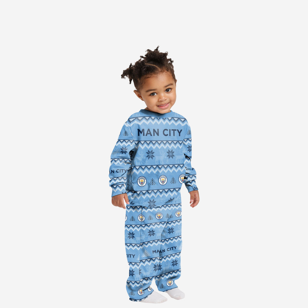 Manchester City FC Toddler Ugly Pattern Family Holiday Pyjamas FOCO 2Y - FOCO.com | UK & IRE