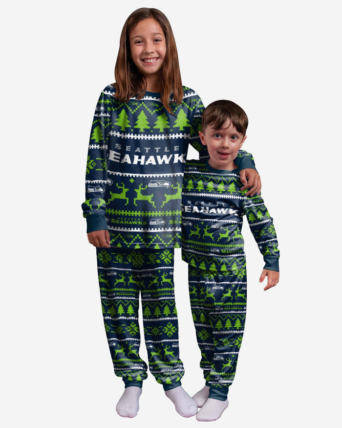 Seattle Seahawks Youth Family Holiday Pyjamas FOCO 4 - FOCO.com | UK & IRE