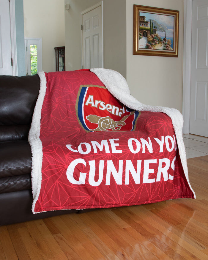 Arsenal FC Slogan Sherpa Plush Throw Blanket FOCO - FOCO.com | UK & IRE