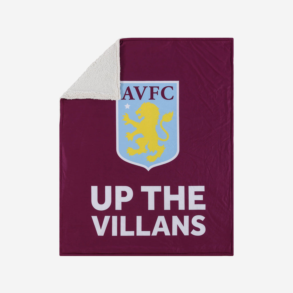 Aston Villa FC Original Slogan Sherpa Plush Throw Blanket FOCO - FOCO.com | UK & IRE