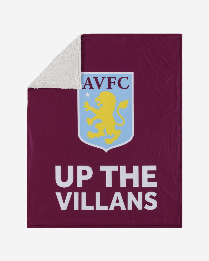 Aston Villa FC Original Slogan Sherpa Plush Throw Blanket FOCO - FOCO.com | UK & IRE