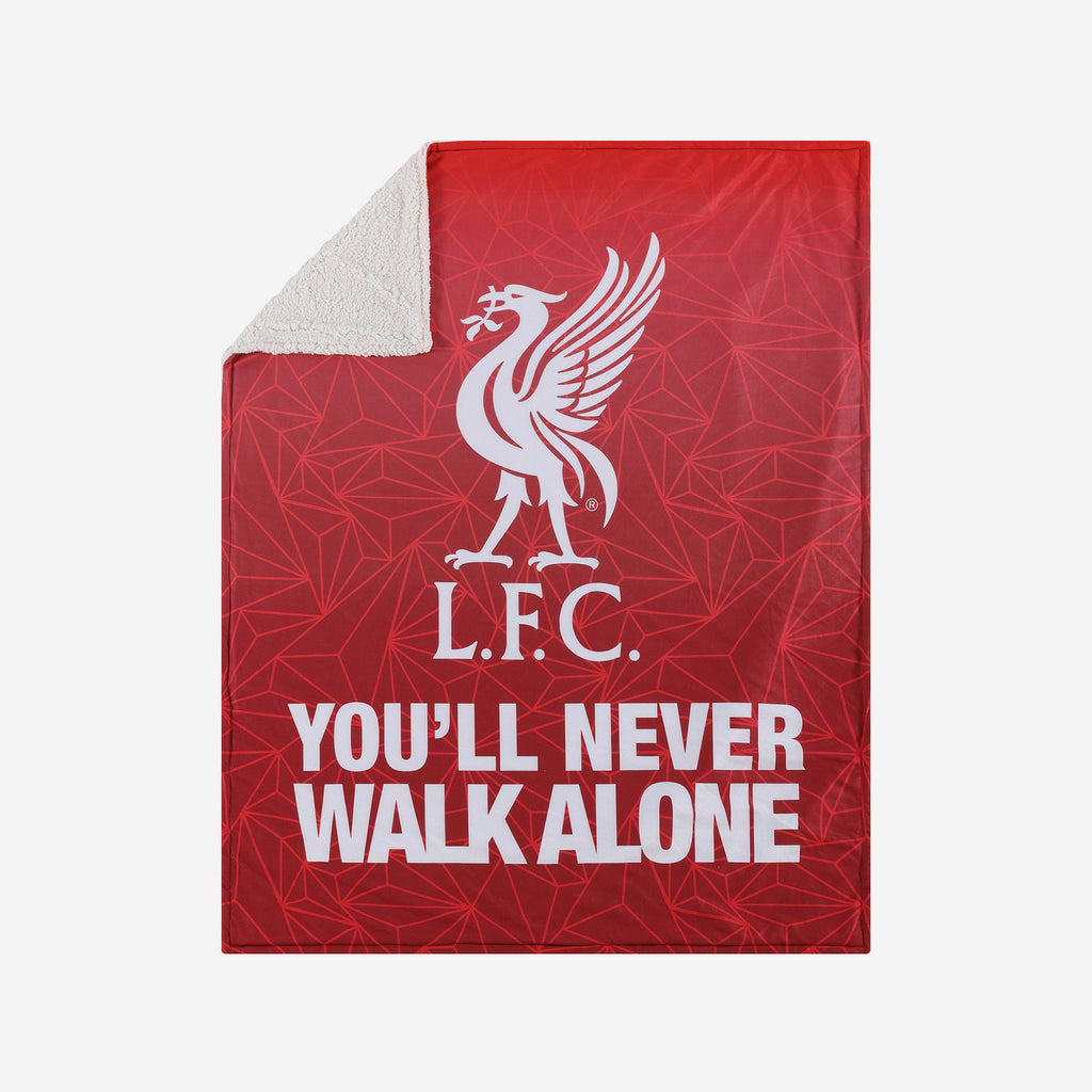 Liverpool FC Slogan Sherpa Plush Throw Blanket FOCO - FOCO.com | UK & IRE