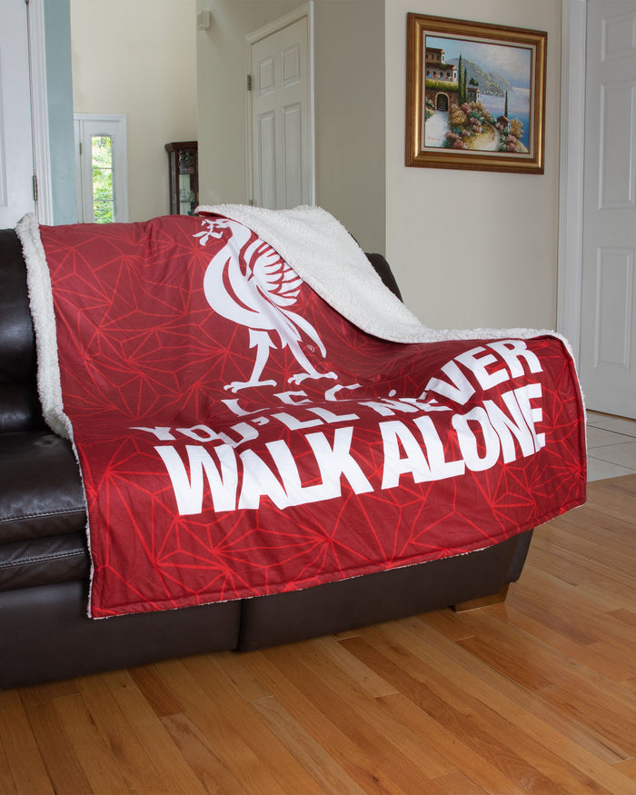 Liverpool FC Slogan Sherpa Plush Throw Blanket FOCO - FOCO.com | UK & IRE