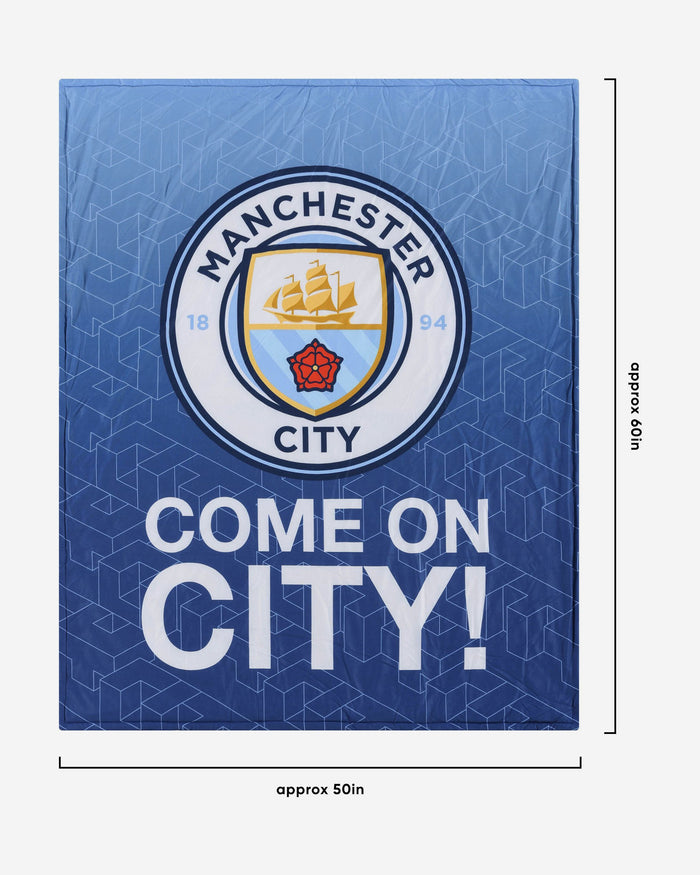Manchester City FC Slogan Sherpa Plush Throw Blanket FOCO - FOCO.com | UK & IRE