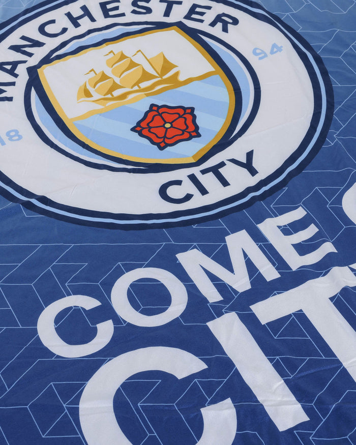 Manchester City FC Slogan Sherpa Plush Throw Blanket FOCO - FOCO.com | UK & IRE