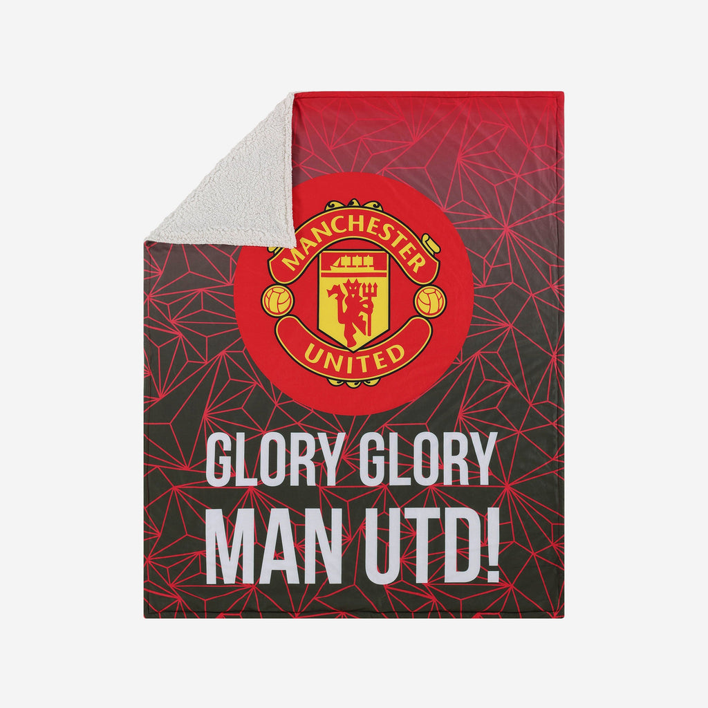 Manchester United FC Slogan Sherpa Plush Throw Blanket FOCO - FOCO.com | UK & IRE