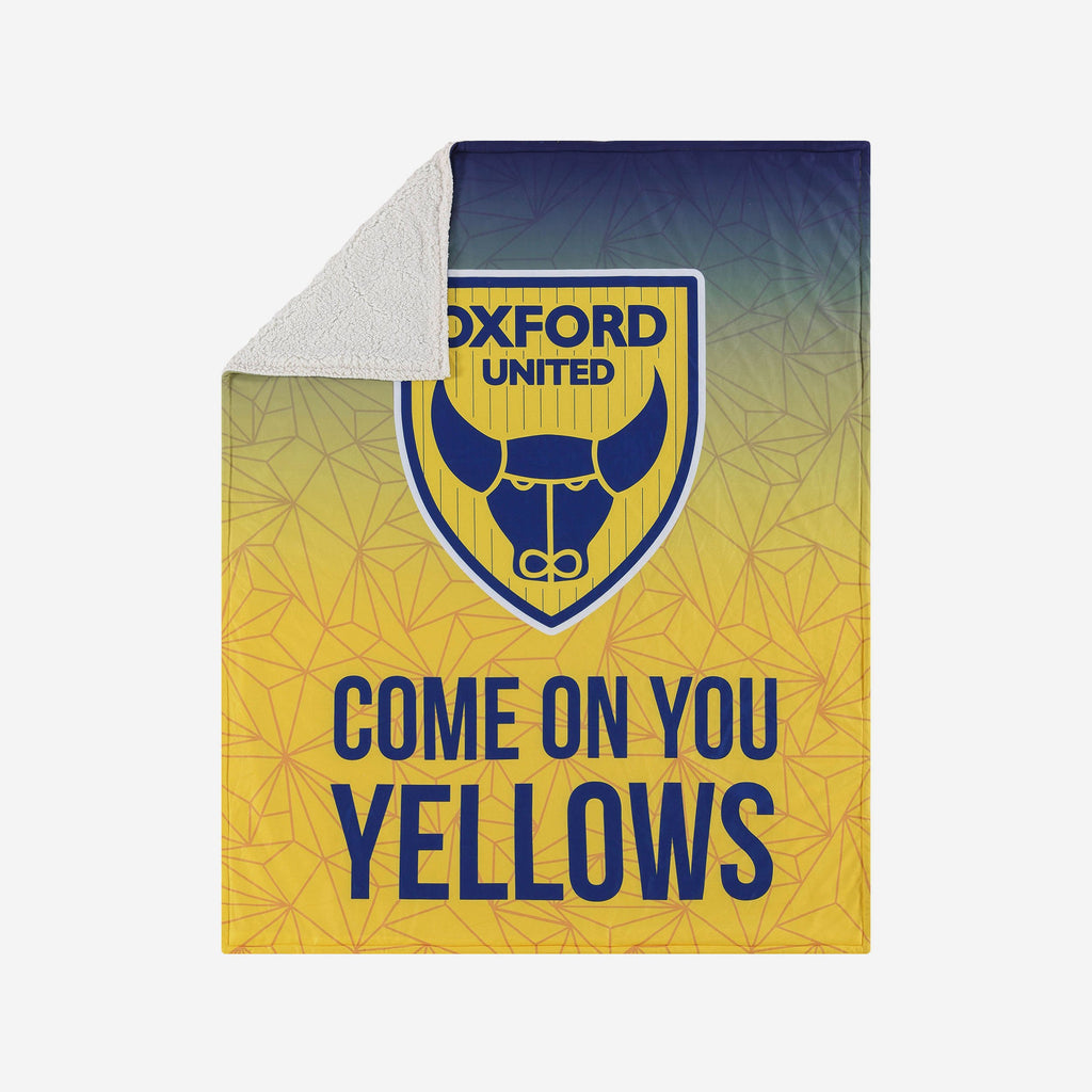 Oxford United FC Slogan Sherpa Plush Throw Blanket FOCO - FOCO.com | UK & IRE