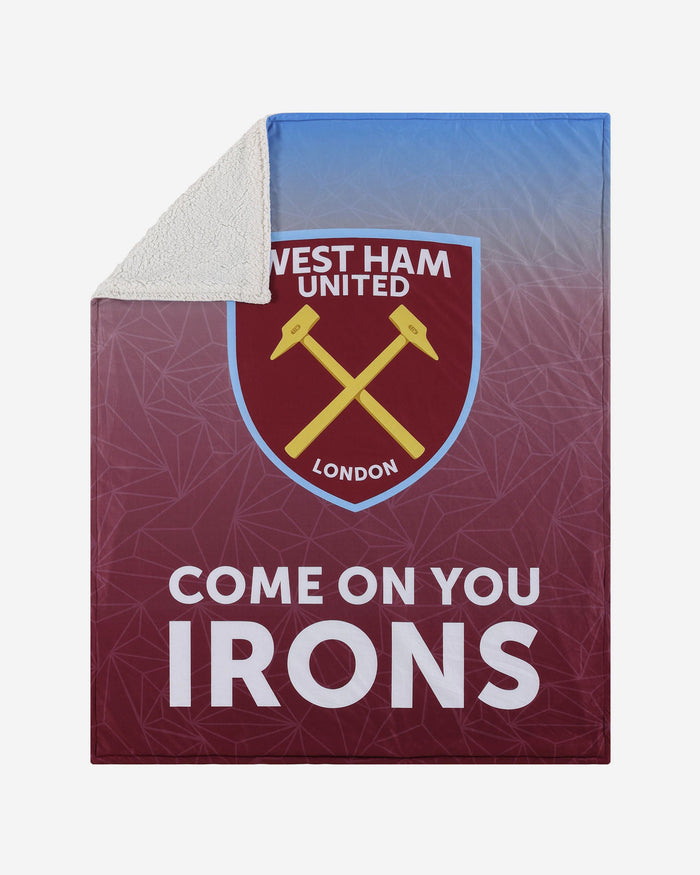 West Ham United FC Slogan Sherpa Plush Throw Blanket FOCO - FOCO.com | UK & IRE
