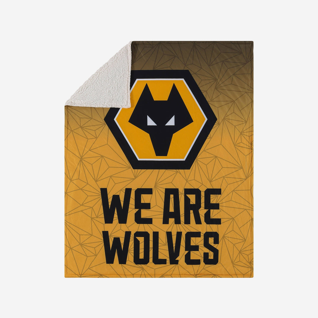 Wolverhampton Wanderers FC Slogan Sherpa Plush Throw Blanket FOCO - FOCO.com | UK & IRE