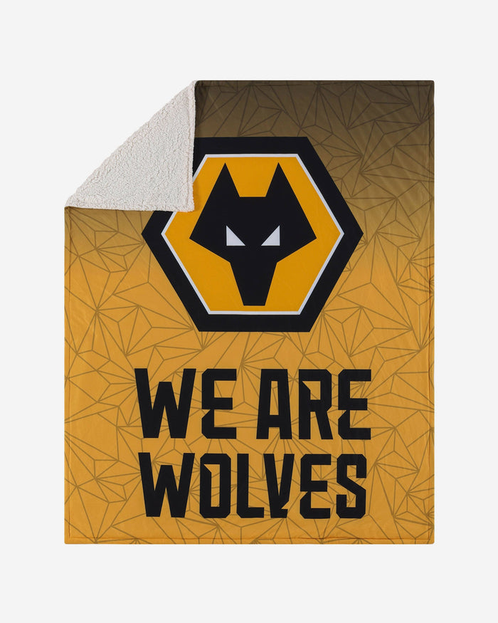 Wolverhampton Wanderers FC Slogan Sherpa Plush Throw Blanket FOCO - FOCO.com | UK & IRE