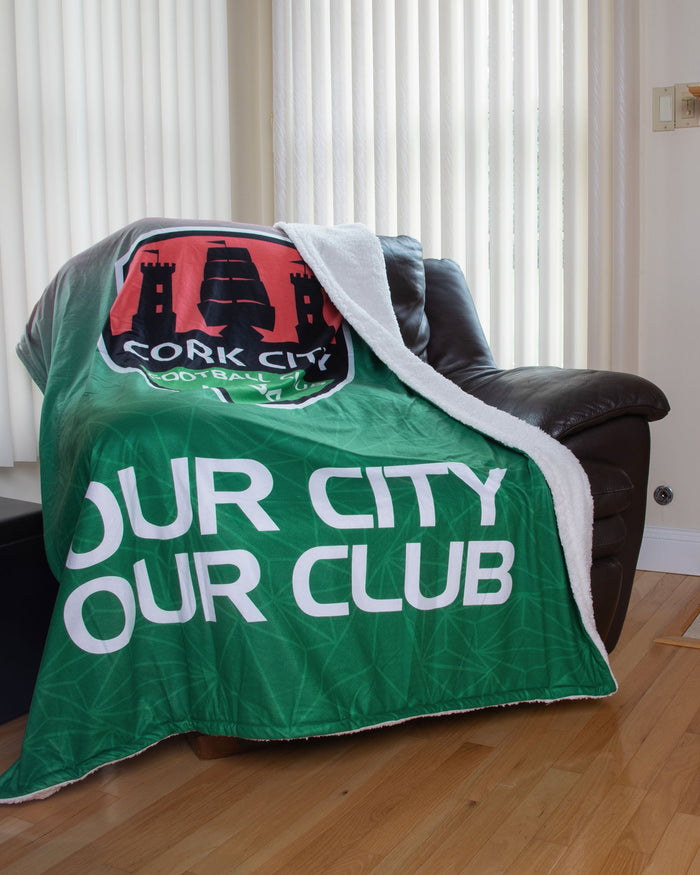 Cork City FC Slogan Sherpa Plush Throw Blanket FOCO - FOCO.com | UK & IRE