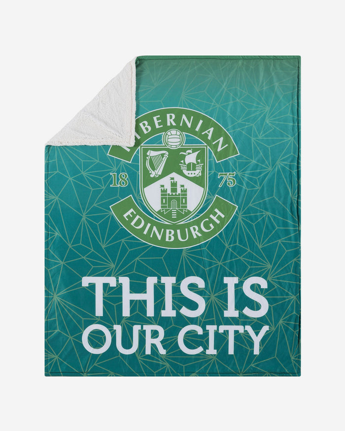 Hibernian FC Slogan Sherpa Plush Throw Blanket FOCO - FOCO.com | UK & IRE