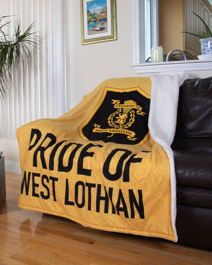 Livingston FC Slogan Sherpa Plush Throw Blanket FOCO - FOCO.com | UK & IRE