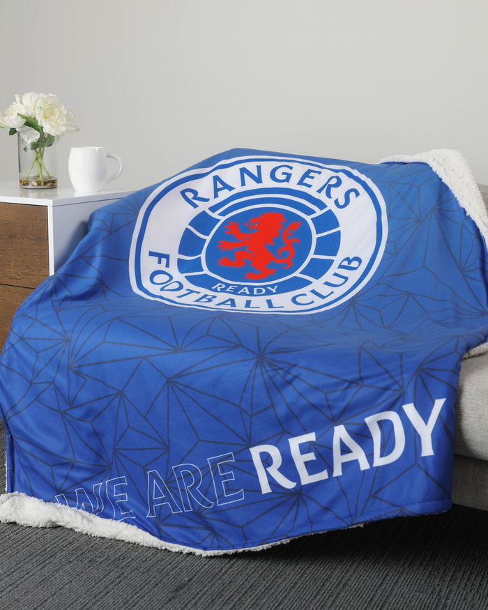 Rangers FC Slogan Sherpa Plush Throw Blanket FOCO - FOCO.com | UK & IRE
