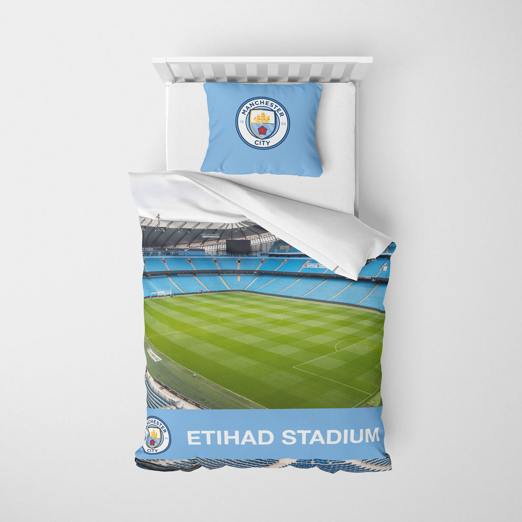 Manchester City FC Stadium Digital Print Single Duvet FOCO - FOCO.com | UK & IRE
