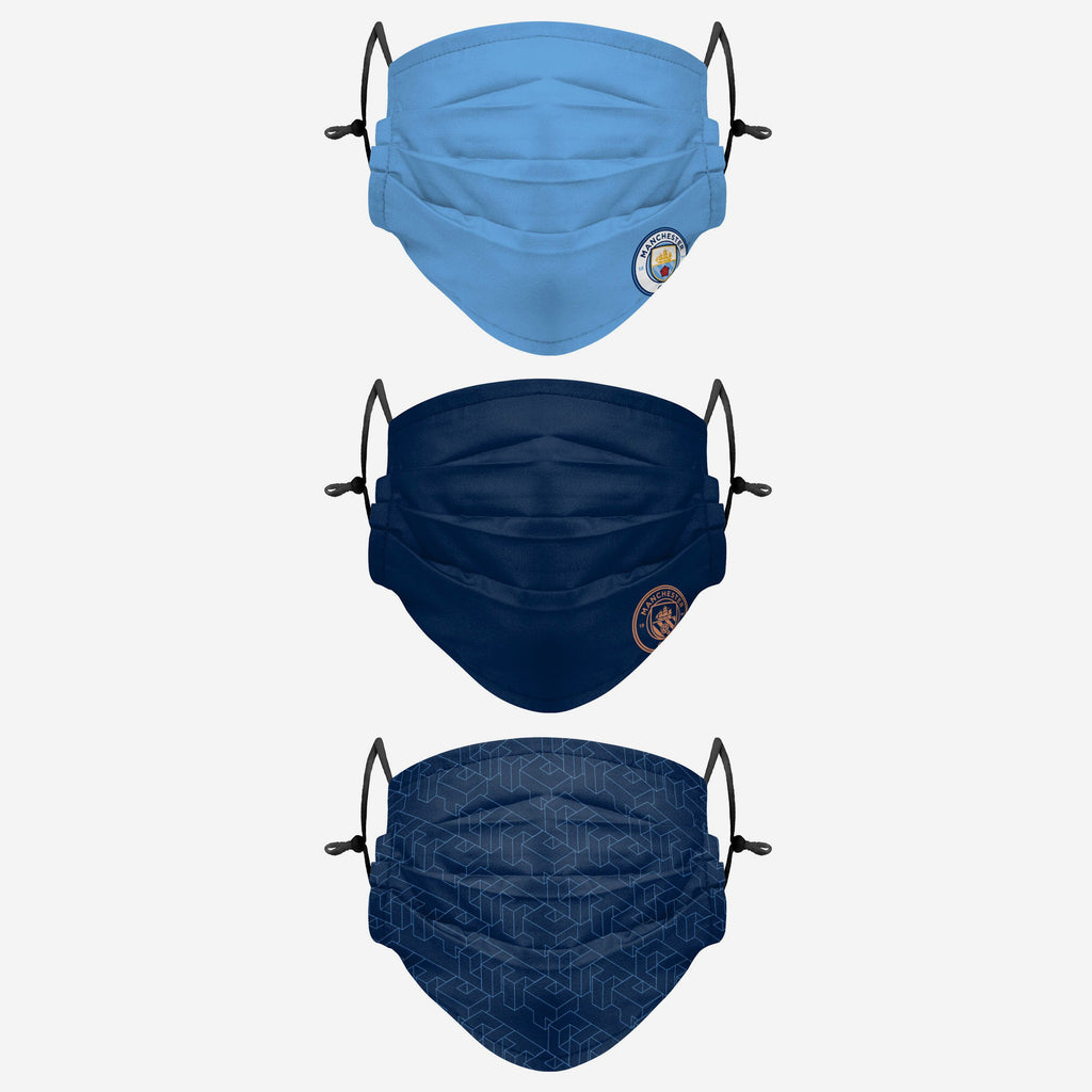 Manchester City FC Pleated 3 Pack Face Cover FOCO Adult - FOCO.com | UK & IRE