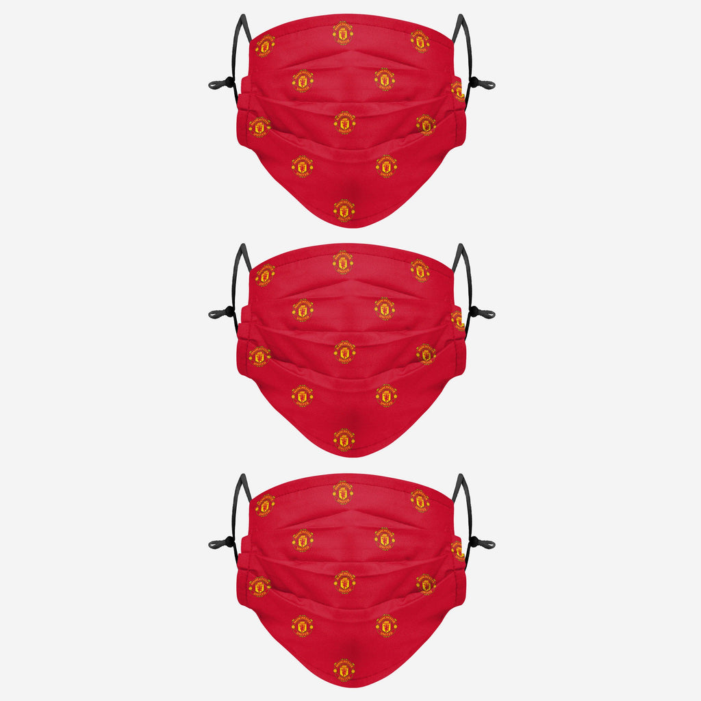 Manchester United FC Pleated 3 Pack Face Cover FOCO Adult - FOCO.com | UK & IRE