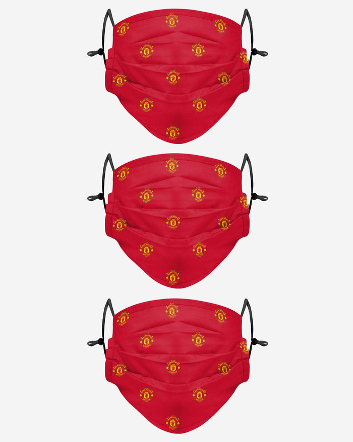 Manchester United FC Pleated 3 Pack Face Cover FOCO Adult - FOCO.com | UK & IRE