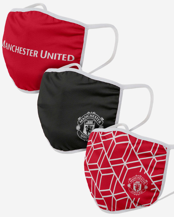 Manchester United FC 3 Pack Printed Face Cover FOCO Adult - FOCO.com | UK & IRE