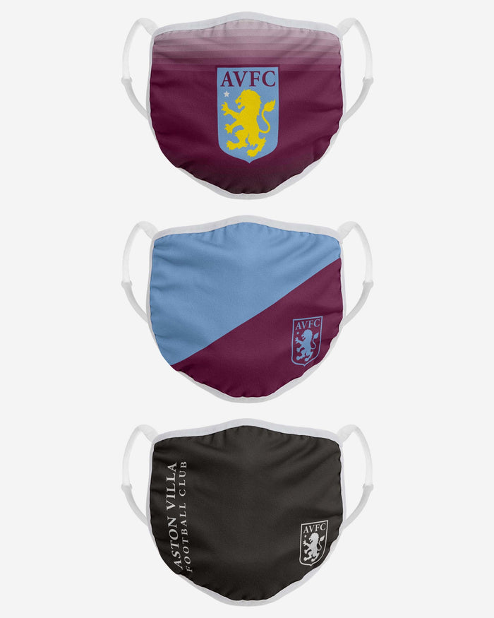 Aston Villa FC 3 Pack Adjustable Printed Face Cover FOCO - FOCO.com | UK & IRE