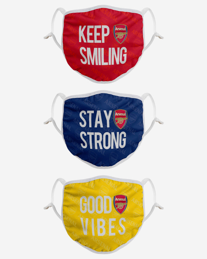 Arsenal FC Positive Slogan 3 Pack Face Cover FOCO - FOCO.com | UK & IRE