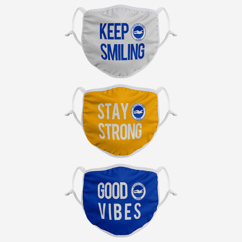 Brighton & Hove Albion FC Positive Slogan 3 Pack Face Cover FOCO - FOCO.com | UK & IRE