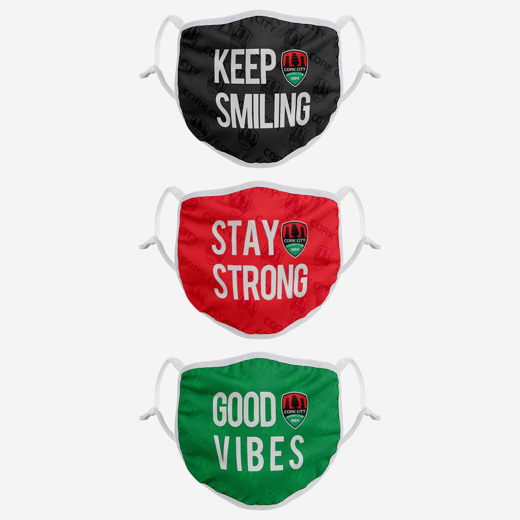 Cork City FC Positive Slogan 3 Pack Face Cover FOCO - FOCO.com | UK & IRE