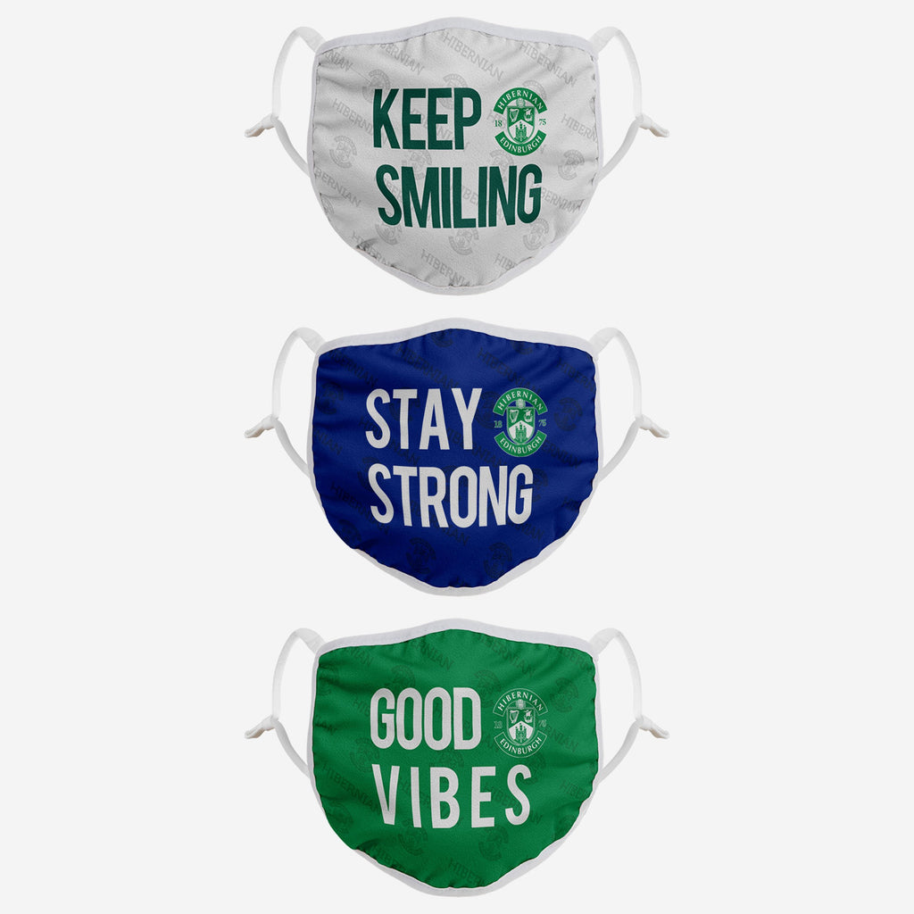 Hibernian FC Positive Slogan 3 Pack Face Cover FOCO - FOCO.com | UK & IRE