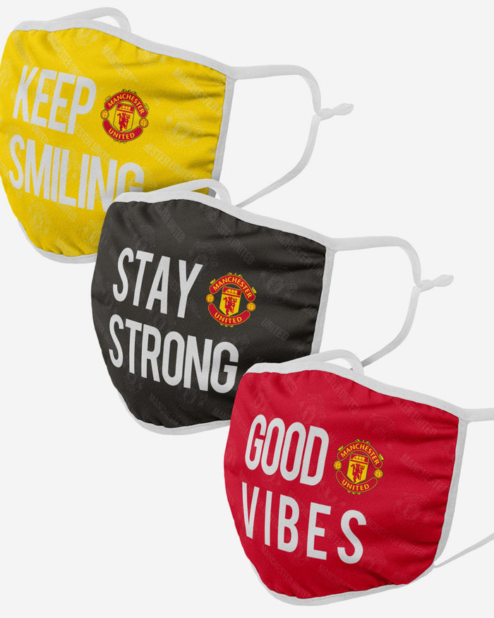 Manchester United FC Positive Slogan 3 Pack Face Cover FOCO - FOCO.com | UK & IRE