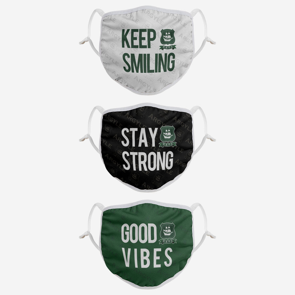 Plymouth FC Positive Slogan 3 Pack Face Cover FOCO - FOCO.com | UK & IRE
