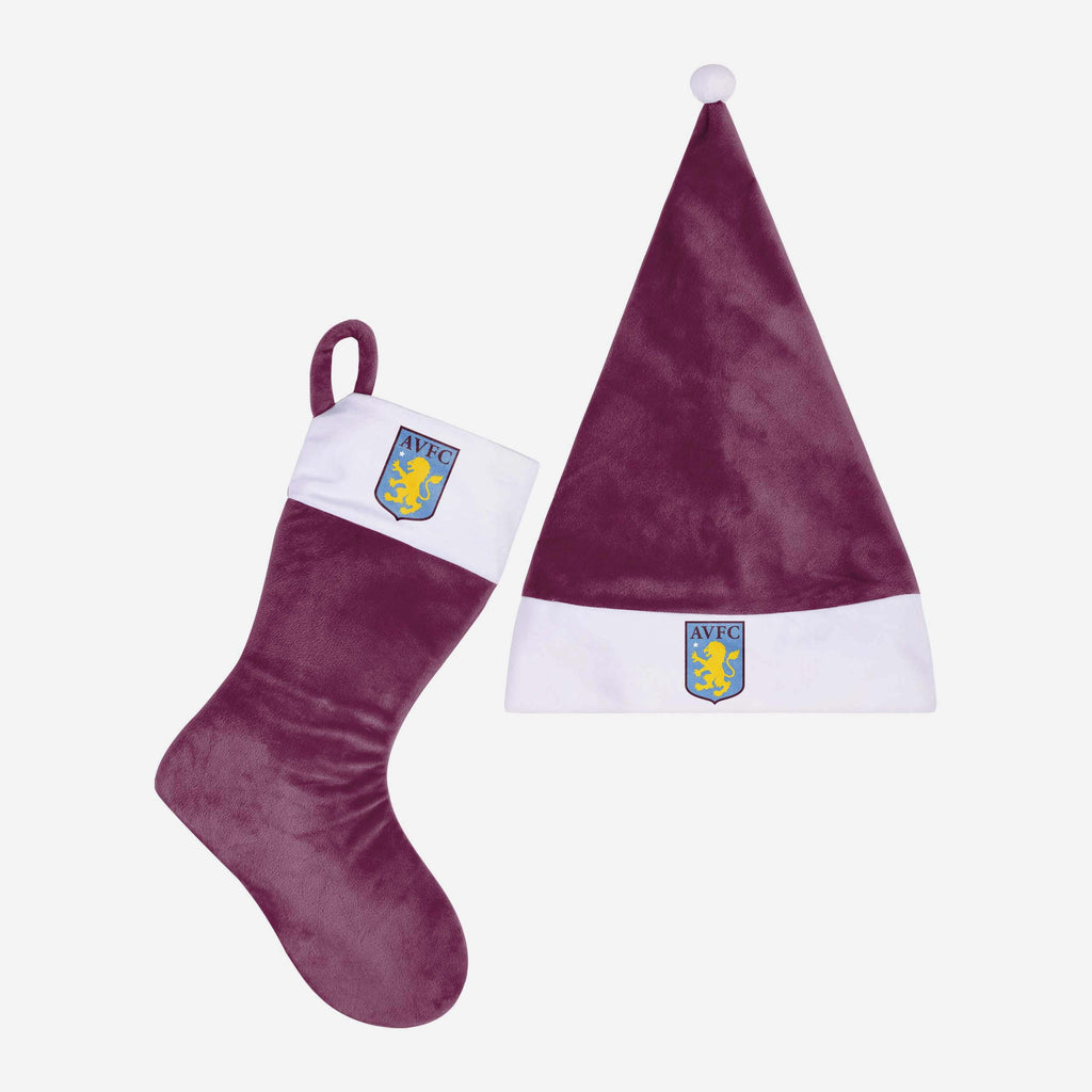 Aston Villa FC Santa Hat & Stocking Set FOCO - FOCO.com | UK & IRE