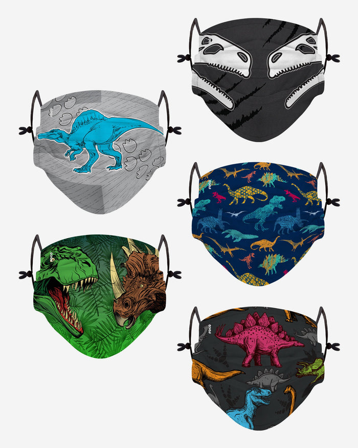 Dinosaur Pack Youth Adjustable 5 Pack Face Cover FOCO - FOCO.com | UK & IRE