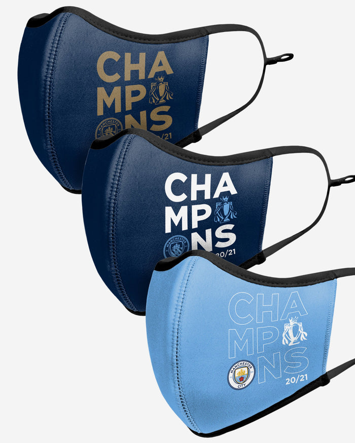 Manchester City FC Premier League Winners 3 Pack Sport Face Cover FOCO - FOCO.com | UK & IRE