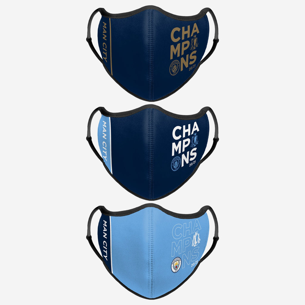 Manchester City FC Premier League Winners 3 Pack Sport Face Cover FOCO - FOCO.com | UK & IRE