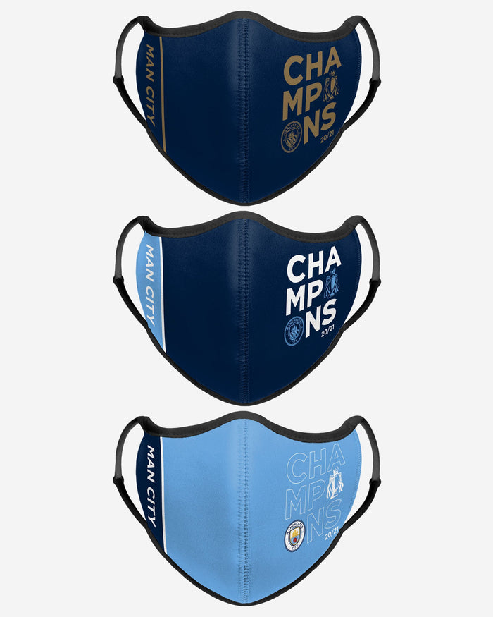 Manchester City FC Premier League Winners 3 Pack Sport Face Cover FOCO - FOCO.com | UK & IRE