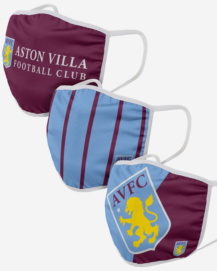 Aston Villa FC 3 Pack Face Cover FOCO Adult - FOCO.com | UK & IRE