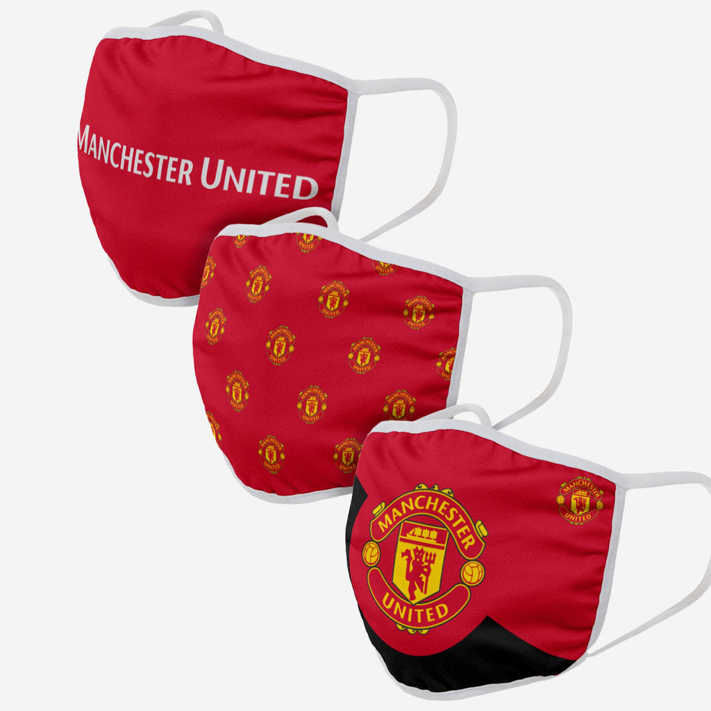 Manchester United FC 3 Pack Face Cover FOCO Adult - FOCO.com | UK & IRE