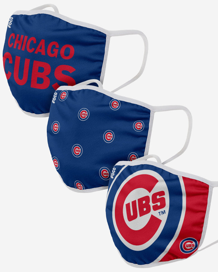 Chicago Cubs 3 Pack Face Cover FOCO - FOCO.com | UK & IRE