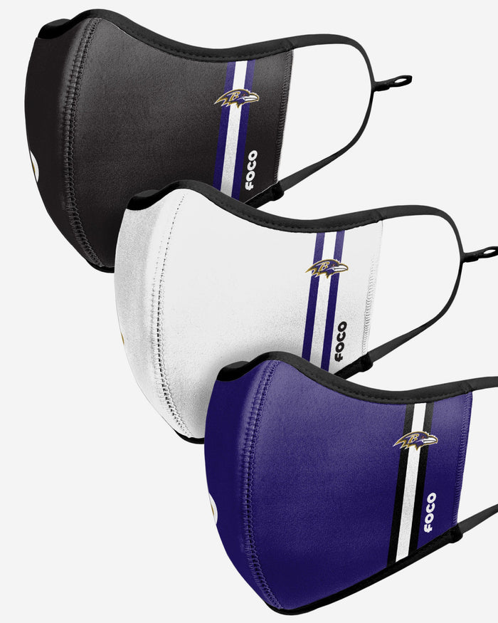 Baltimore Ravens Sport 3 Pack Face Cover FOCO - FOCO.com | UK & IRE