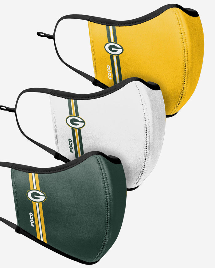 Green Bay Packers Sport 3 Pack Face Cover FOCO - FOCO.com | UK & IRE