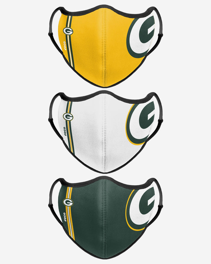 Green Bay Packers Sport 3 Pack Face Cover FOCO - FOCO.com | UK & IRE